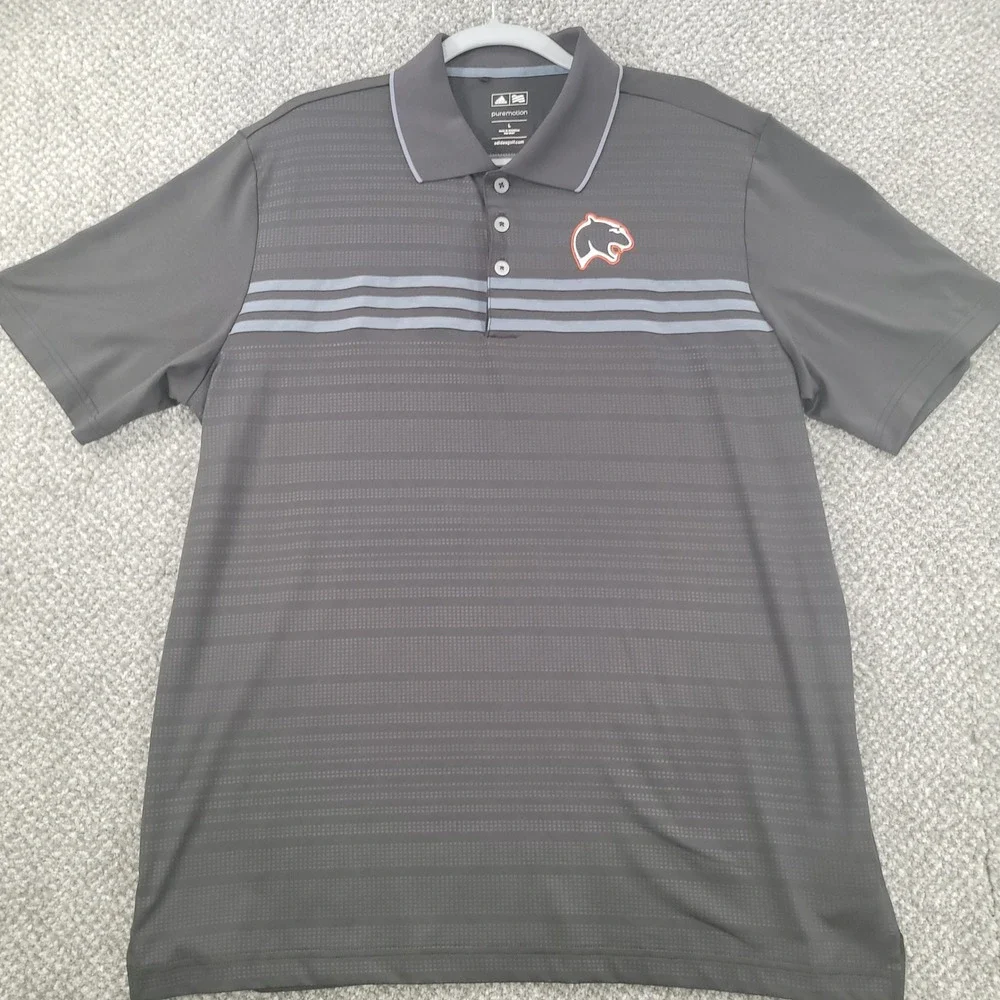 Adidas Puremotion Golf Polo Shirt Mens Large Black Cougar Logo Short Sleeve L